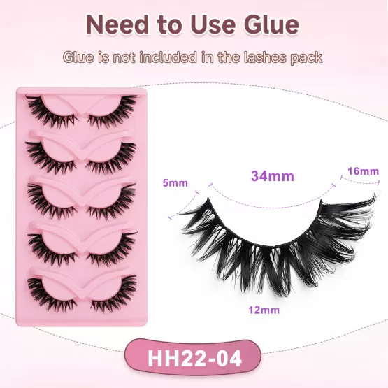 INF 5D Faux Mink fransar, 5-pack lösögonfransar med naturlig look