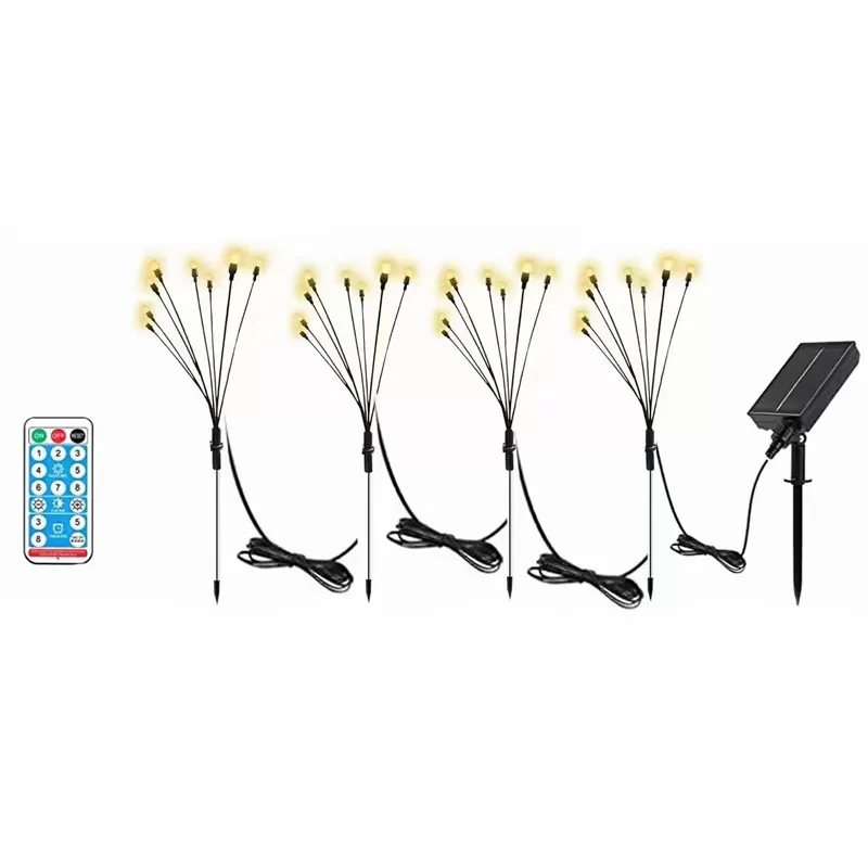 INF Solcellsdriven trädgårdsbelysning Firefly med 8 LED-lampor 4-pack