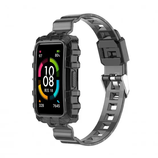 INF Kristallklart skyddande klockarmband för Huawei Band Svart