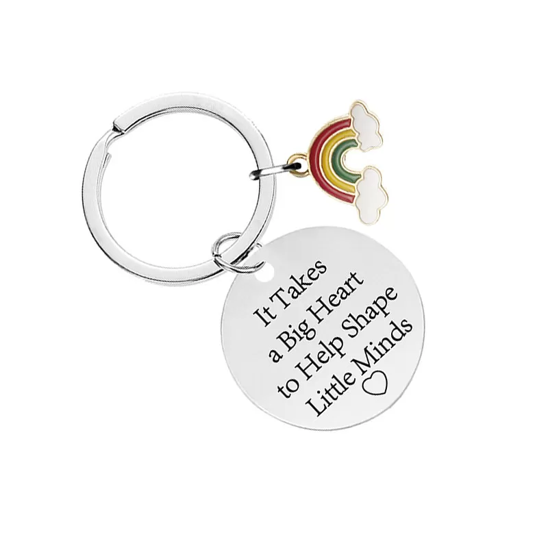 INF Nyckelring i rostfritt stål med regnbåge i epoxi CHY019