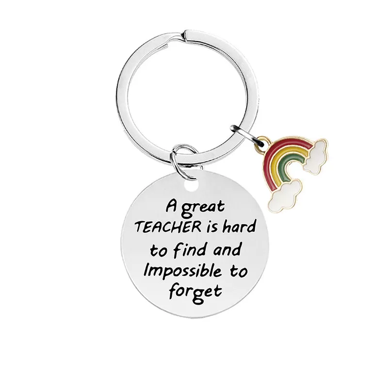 INF Nyckelring i rostfritt stål med regnbågepoxy CHY022