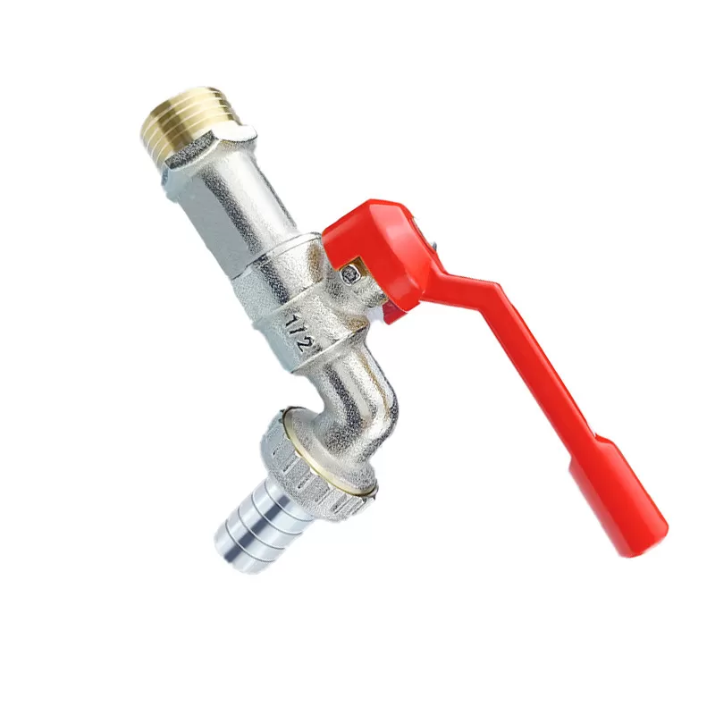 INF Dubbelhuvud vattenkran i röd mässing med munstycksadapter Model 5