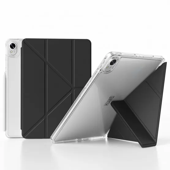 INF Y-Formad Plattfodral Kompatibelt Med Huawei Och Apple, Svart Med Pennhållare, Skjutbar Delning, Acrylskydd För Pro5-11 Tum