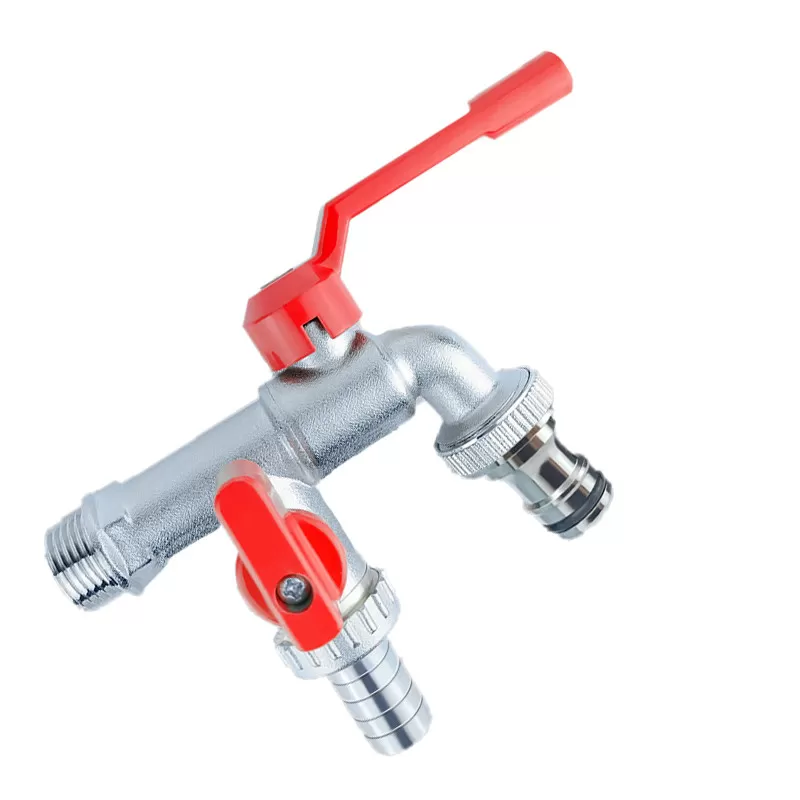 INF Premium Mässing Dubbel Utloppskran för Trädgård & Tvättstuga