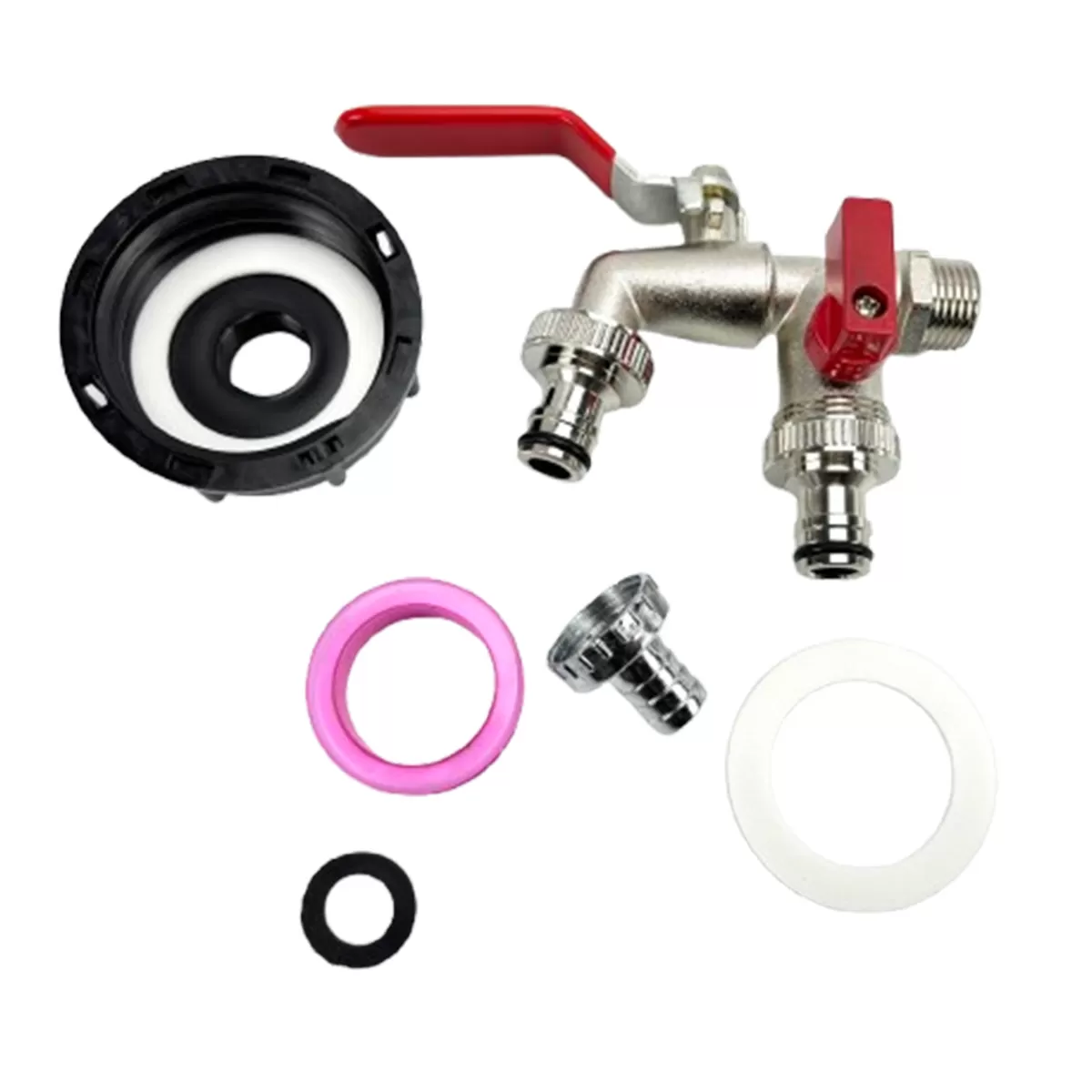 INF IBC Tote Valve - 4-Vägs Adapterlock med Legeringskran