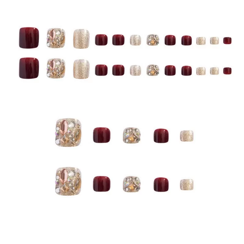 INF Cherry Glitter Full Diamond Tånagelplåster - Enkel Applicering