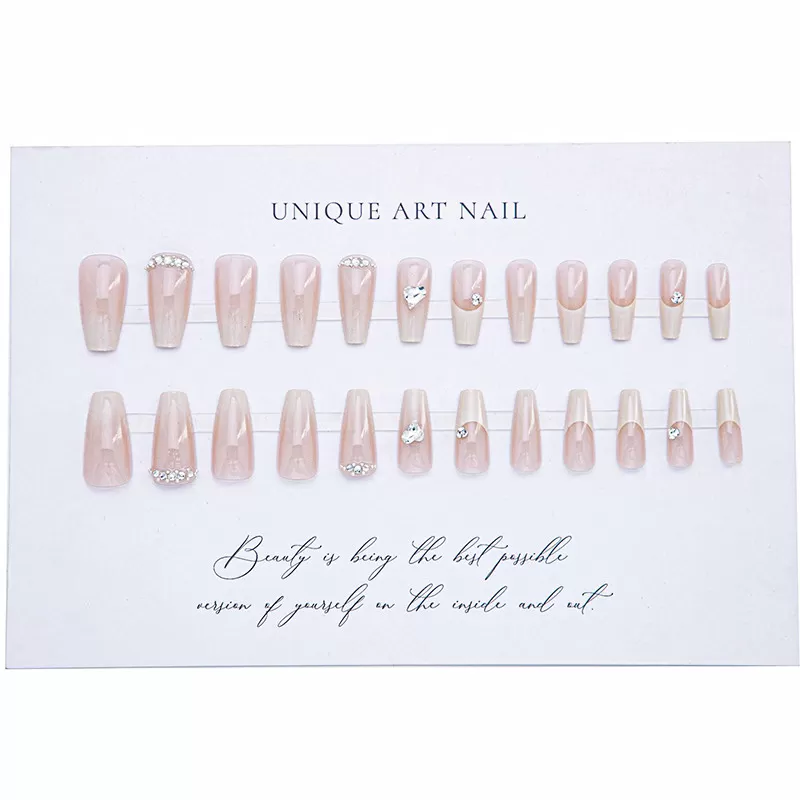 INF Gradient Fransk Stil Långa Nagelkonstplåster - Elegant Design