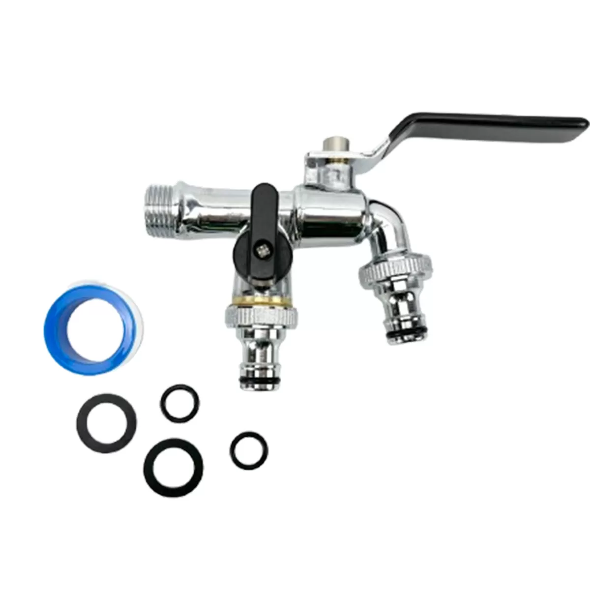 INF Lyxig Dubbelhuvud Kran - Svart / Silver