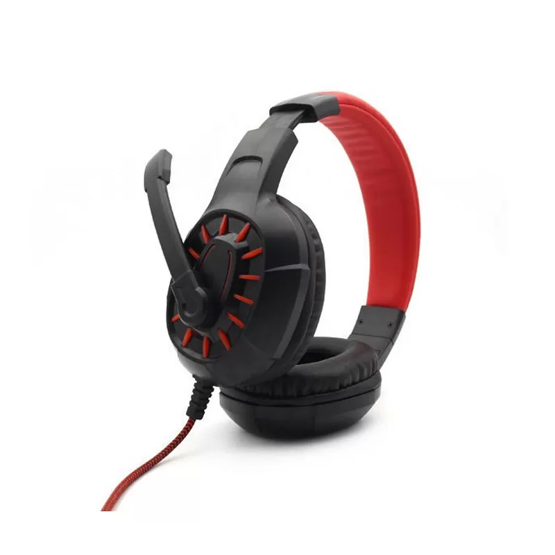INF Svarta och röda trådbundna hörlurar för uppslukande spel