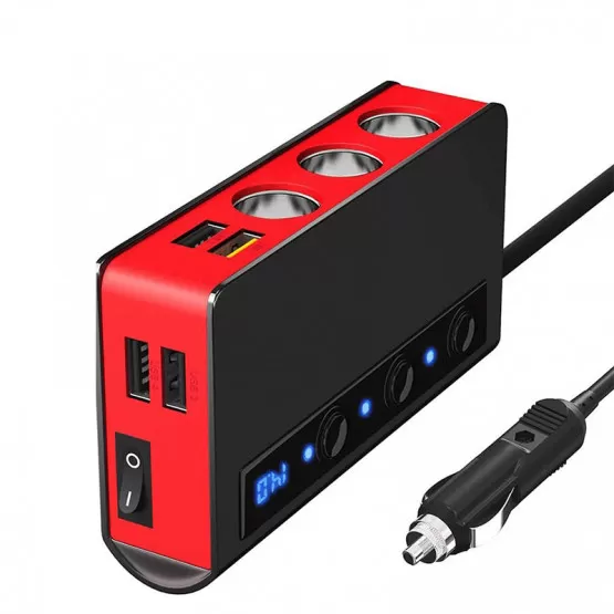 INF 180W Billaddare med Digital Display Svart+röd