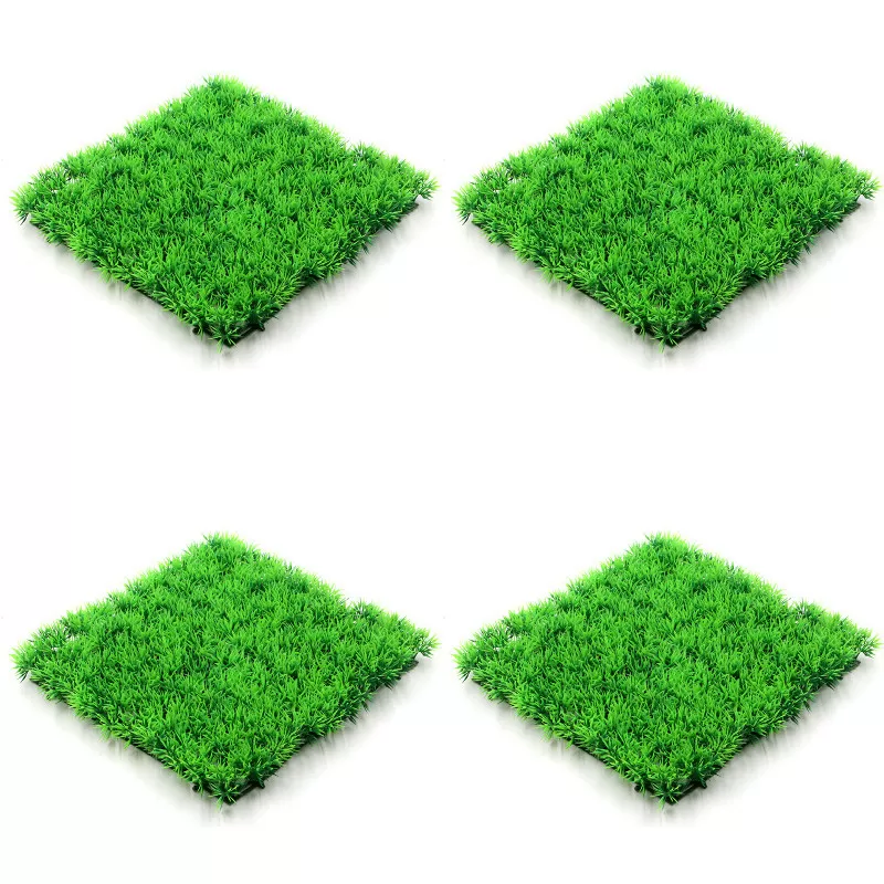 INF 4 st Akvariegräsmassa, Konstgjord fisk tank gräsmatta 25x25cm med sugkoppar