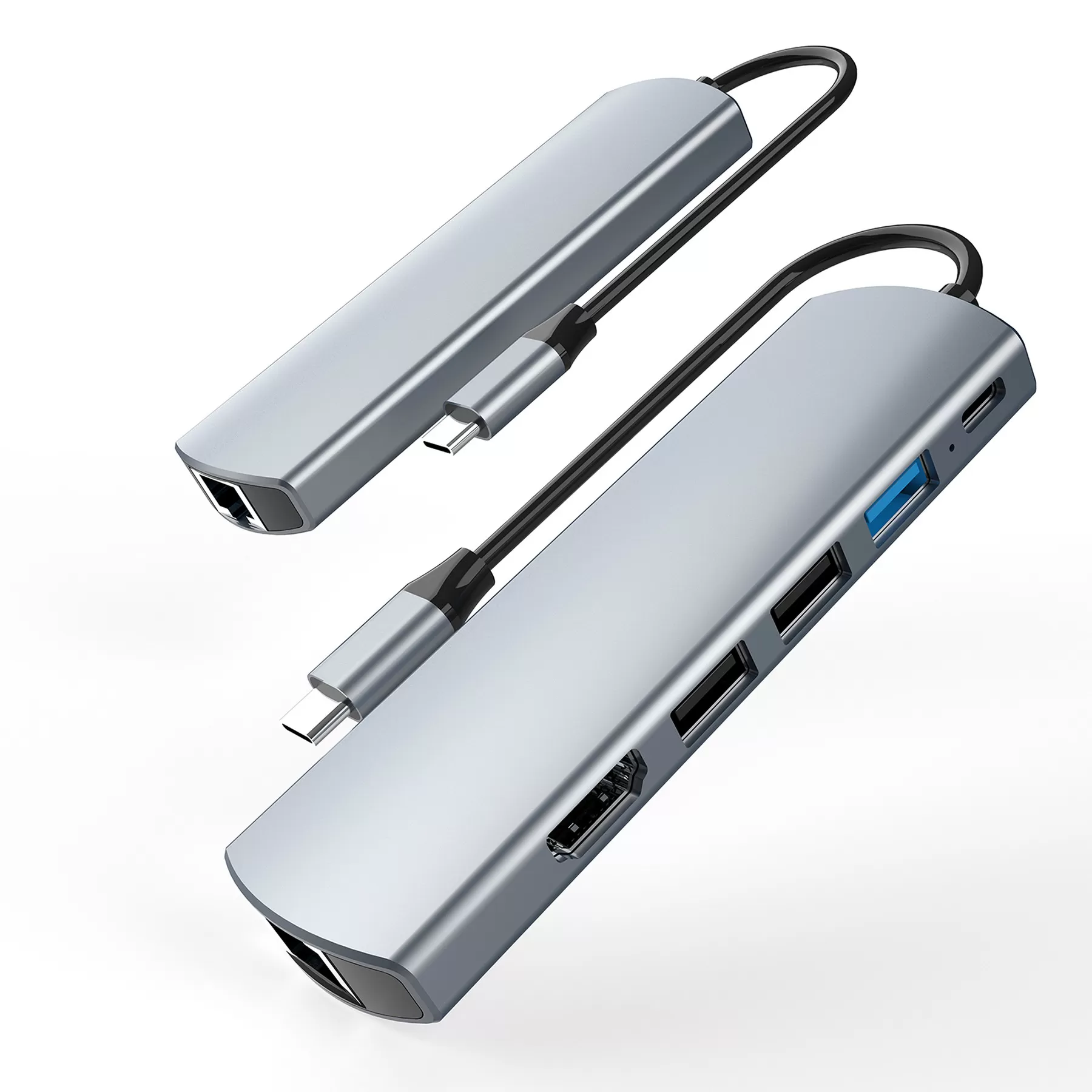 INF 6-i-1 USB-C-hubb med HDMI, RJ45 och USB 3.0