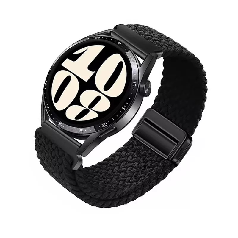 INF Snyggt Svart 20mm Flätat Nylon Magnetiskt Klockarmband