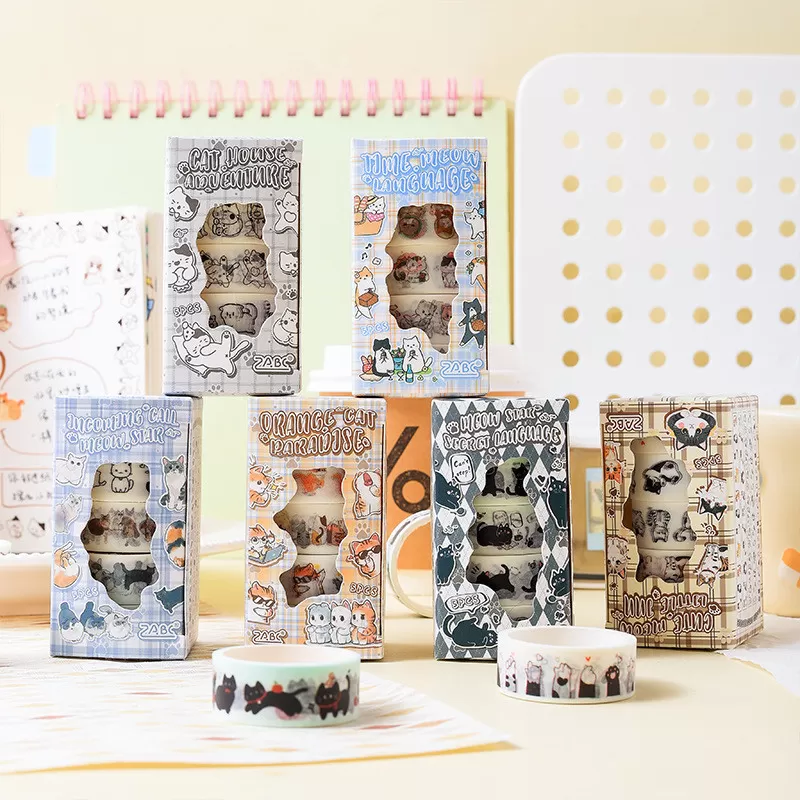 INF Sött tecknat washi-tejp set för scrapbooking & journalföring