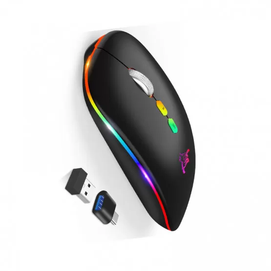 INF Tyst Dual Mode Mus: Uppladdningsbar Trådlös Bluetooth 5.1 B