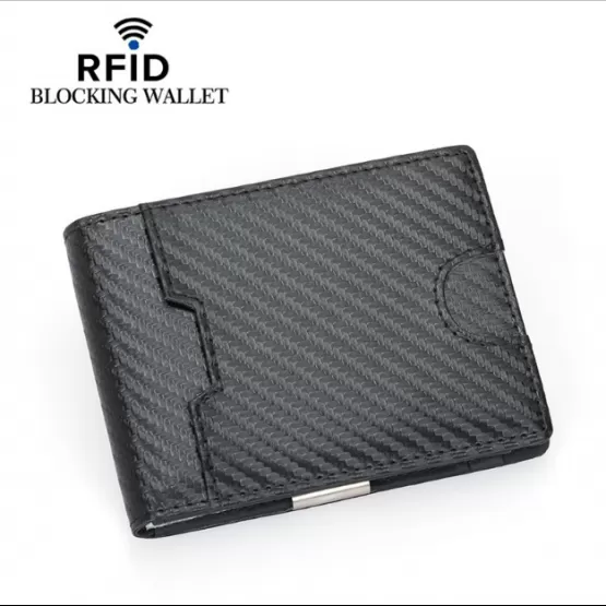 INF RFID-blockerande plånbok för pengar i läder, slimmad minimalistisk plånbok med framfickor model 2