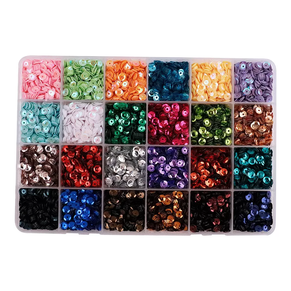 INF Glitterpaljettset, 42 färger, 5 mm, 5 g per fack
