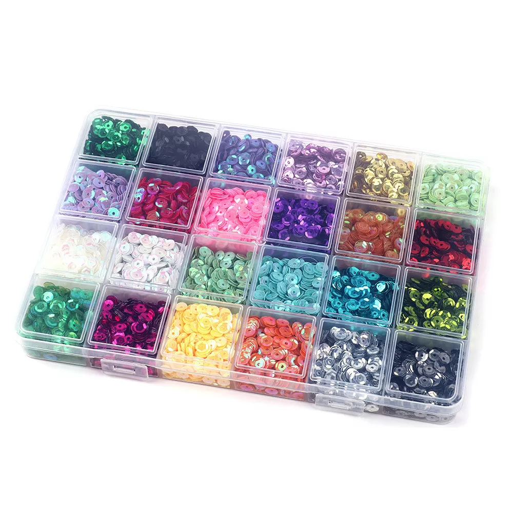 INF 24 Färger Paljettset, 5mm Iriserande Flingor för Resin, Nagelkonst, Hantverk
