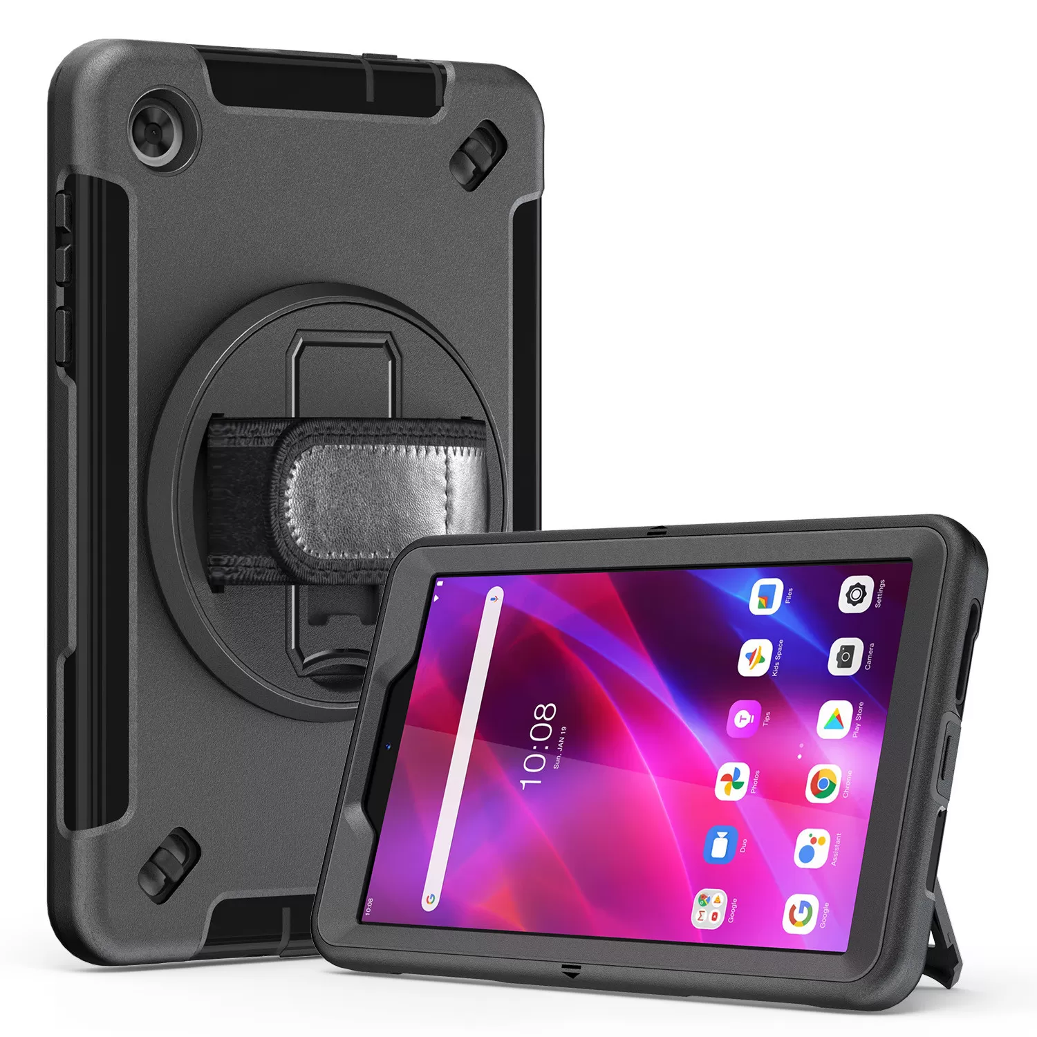 INF Skyddsfodral för surfplatta kompatibelt med Lenovo Tab M8 (4:e generationen) 8 tum TB300/TB301, svart, stötsäkert och med