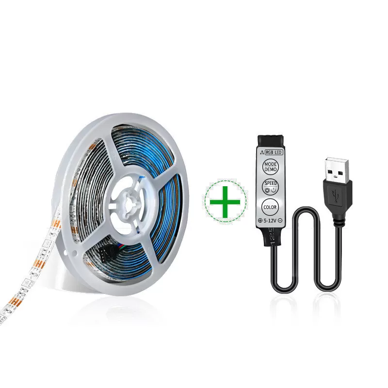 INF 5M RGB LED Strip Light Kit med Mini 3-Knapps Kontroll
