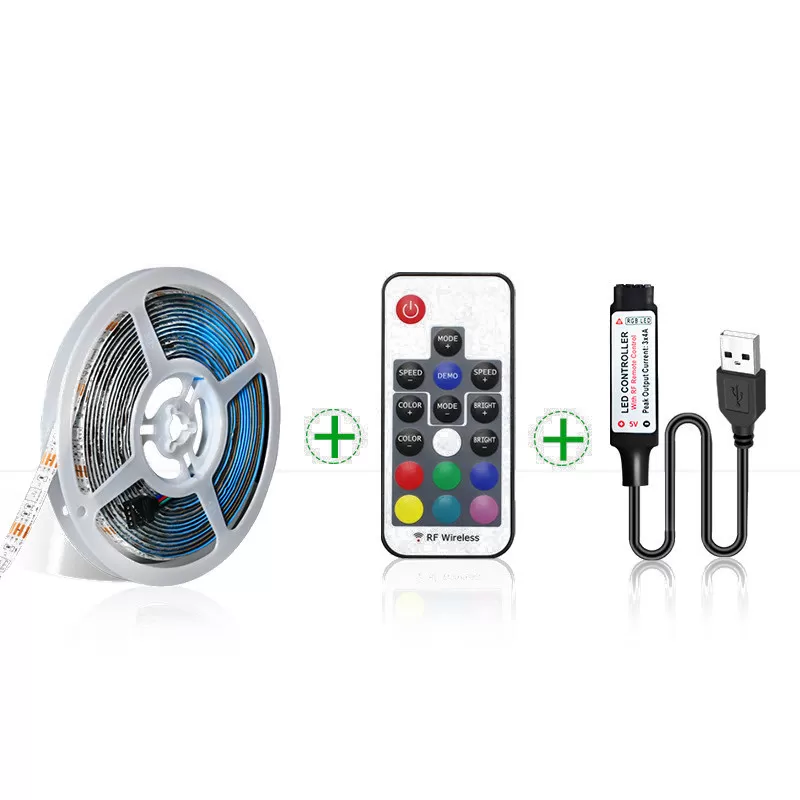 INF 5M RGB LED Strip Light Kit med trådlös fjärrkontroll