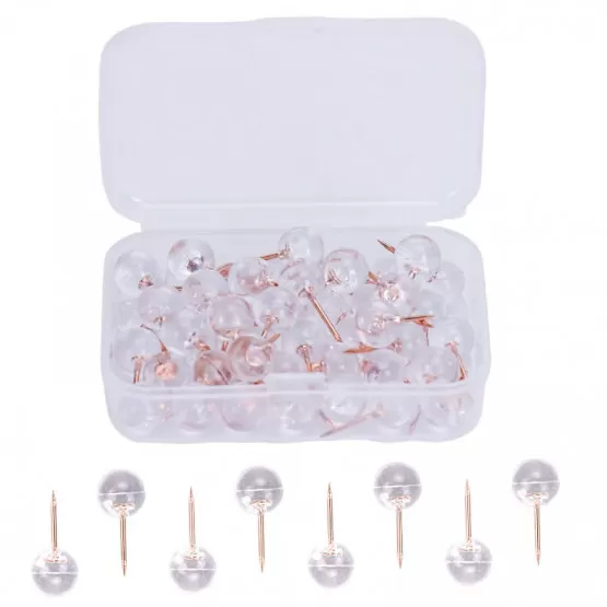 INF Genomskinliga häftstift - 50-pack sfäriska tumtackor