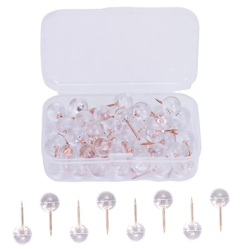 INF Genomskinliga häftstift - 50-pack sfäriska tumtackor