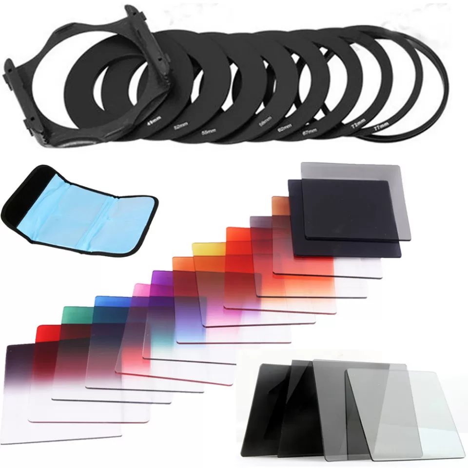 INF Komplett 24-delars kvadratfilterset med 62MM adapterring för fotografering Model 5