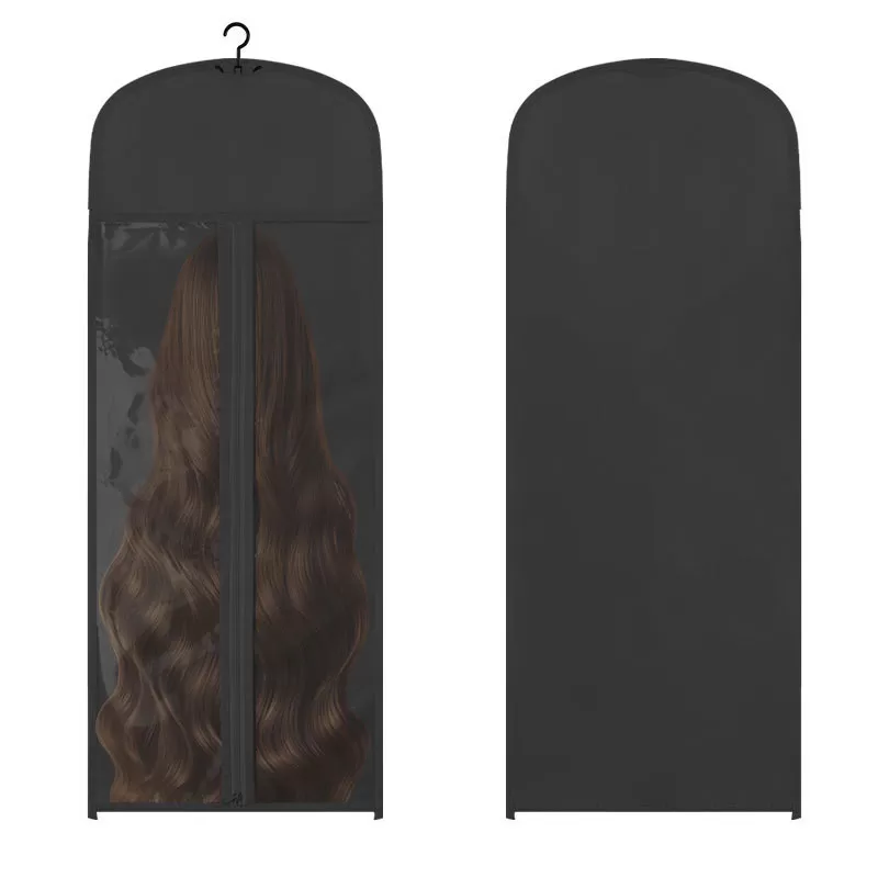 INF Svart perukförvaringsväska med krok - Dammtät och tydlig display