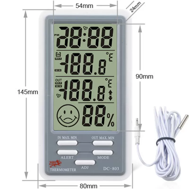 INF Multifunktionell digital termometer med stor display