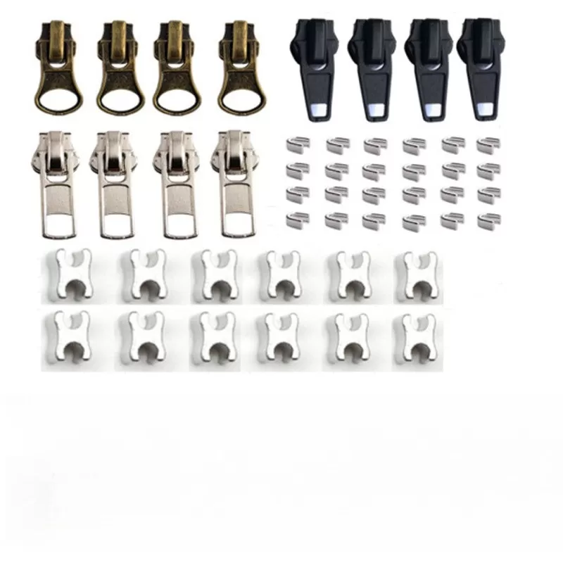 INF 48 st Dragkedjereparationssats Svart & Silver Metall Dragkedjor 3