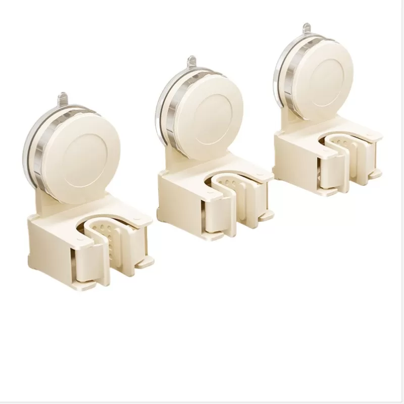 INF Premium Broom Holder Mop Hanger Wall Mount Suction Cup Rack Vit