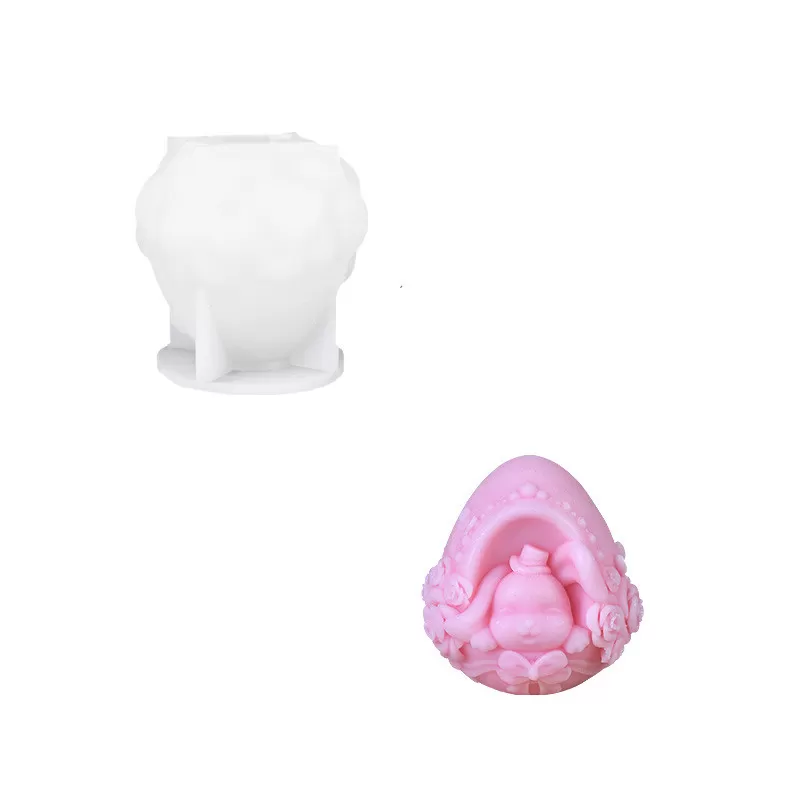 INF Silikonform för doftljus - Kanin Ägg Design för Påsk B