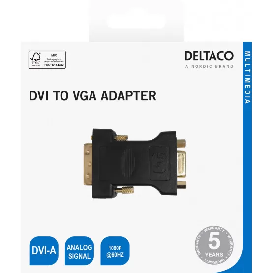 deltaco DVI-A - VGA adapter, black