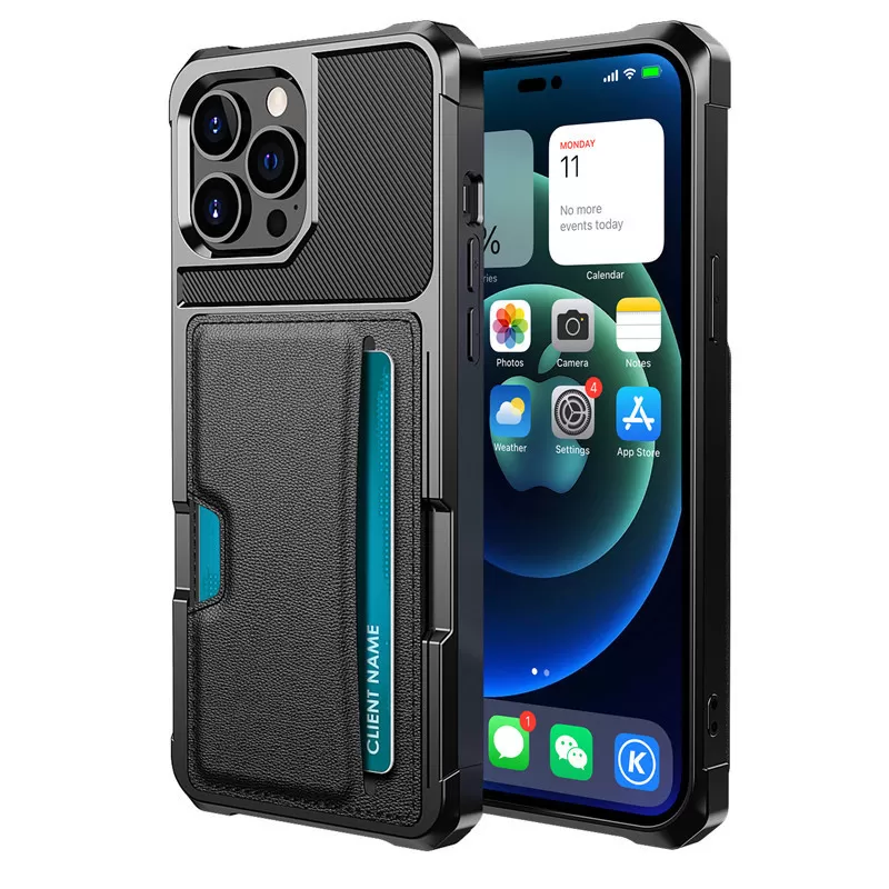 INF Svart iPhone 14 Fodral med Korthållare, Stötsäkert Skyddsskal Kompatibelt med iPhone 14 iPhone 14