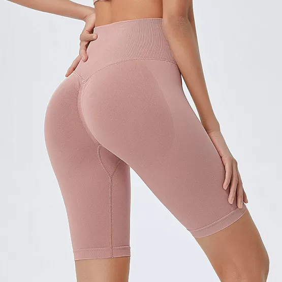 INF Hög midja sömlösa träningsshort för kvinnor XL Rosa