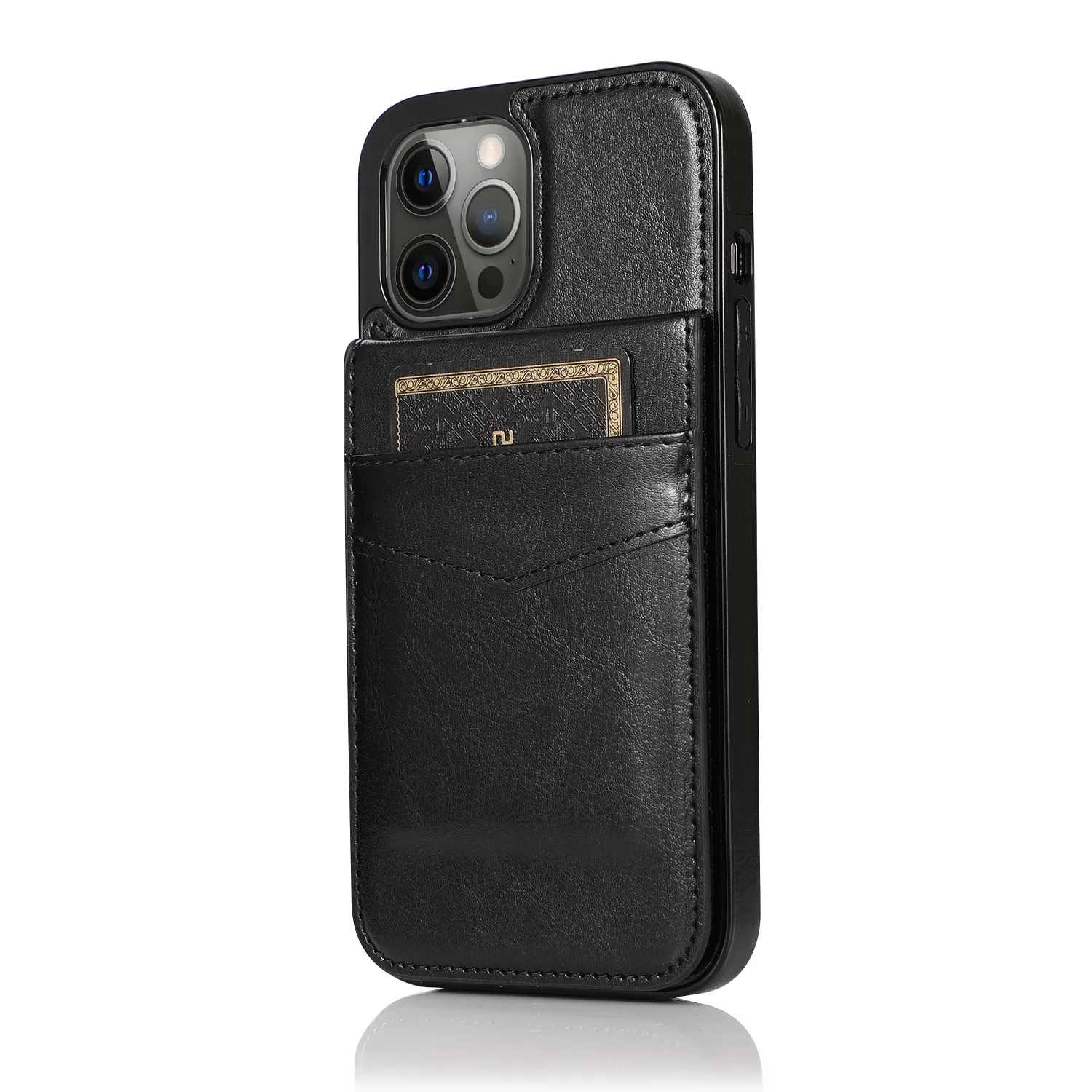 INF Elegant Svart Läder Flipfodral med Kortfack för Samsung Galaxy S24 Ultra