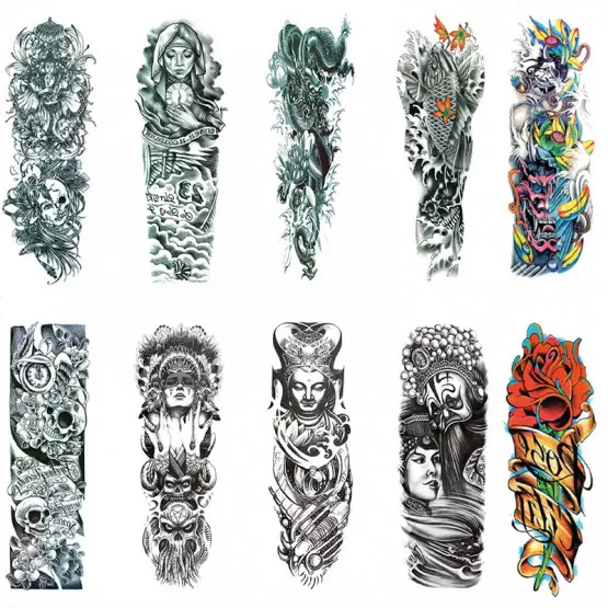 INF Temporära Tatueringar Klistermärken - 10 Ark Blandat Paket