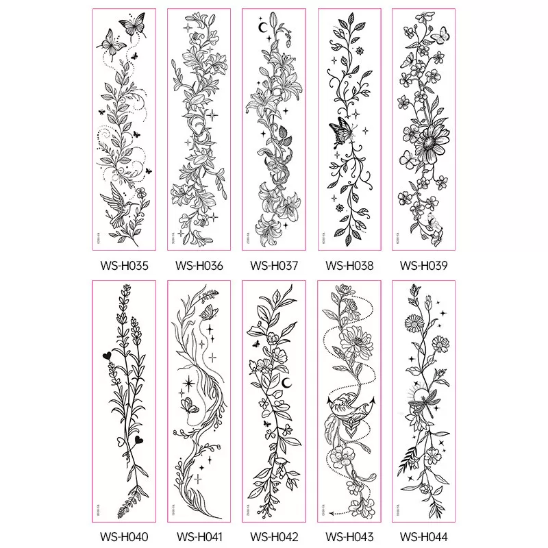 INF Wildflower Temporary Tattoos - 10 Sheets Set