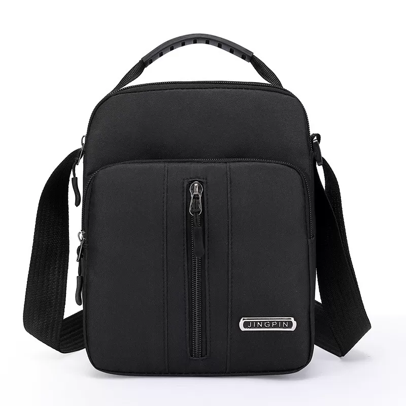 INF Axelremsväska i kanvas för män, Casual axelväska Crossbody väska Svart