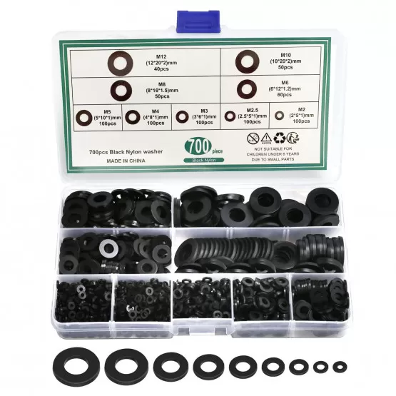 INF 700 st Svarta platta brickor i nylon, sorteringsset