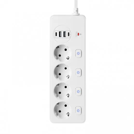 INF BKL-504 EU IQ - European Standard Power Strip med USB Vit
