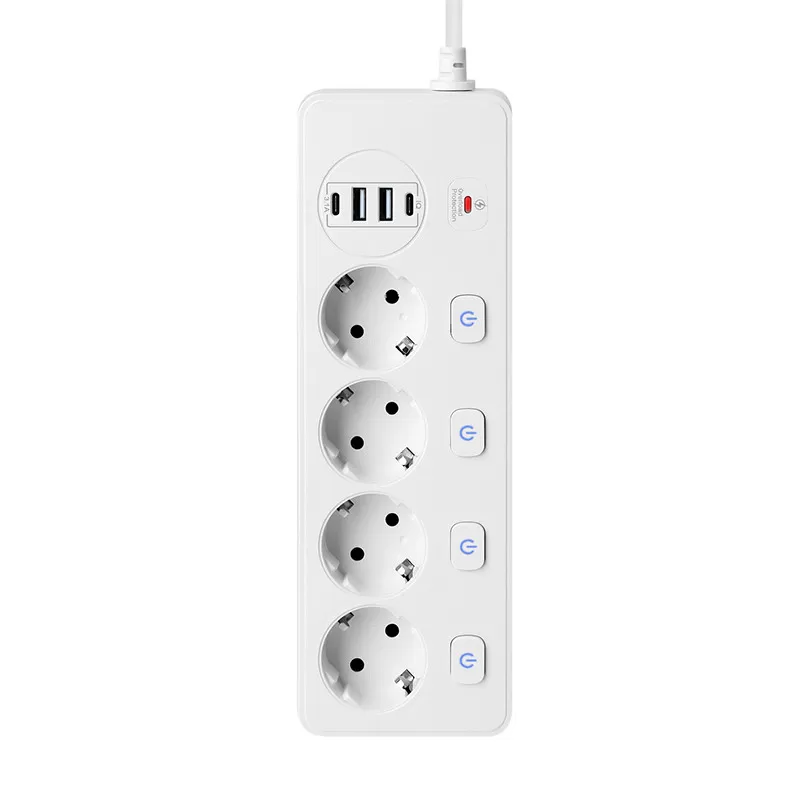 INF BKL-504 EU IQ - European Standard Power Strip med USB Vit