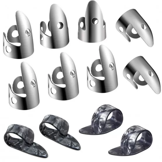 INF 12-pack gitarrfinger, silverfingerskydd för gitarr, ukulele