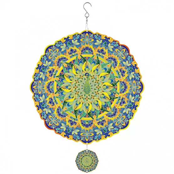 INF 3D-roterande Mandala vindspel - Påfågeldesign