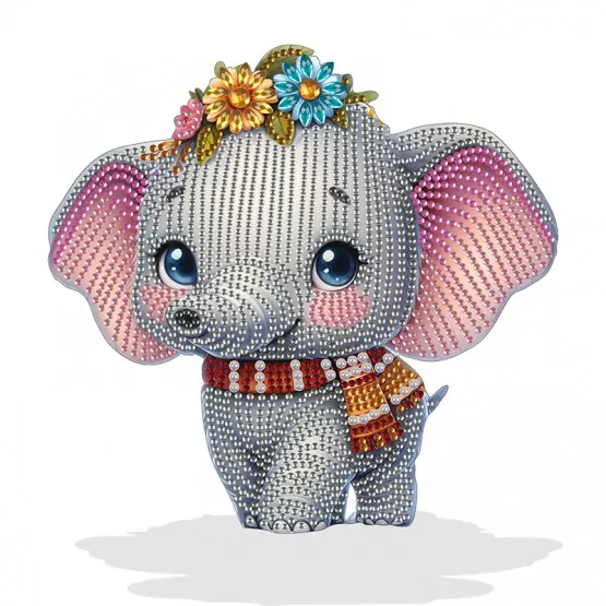 INF Söt Kompatibel Med DIY Diamantmålning Elefant Kartong Dekorativ Tavla i Akryl och Skumplatta för Bord och Vägg Modell 6