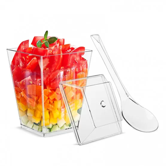 INF 50-pack 160 cl puddingkoppar - 150 ml fyrkantiga dessertkoppar