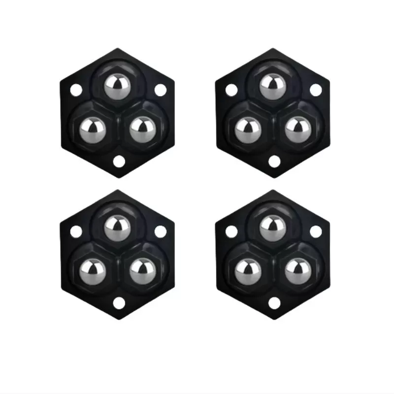 INF Sexkantiga möbelhjul med 3 stålkulor Svart