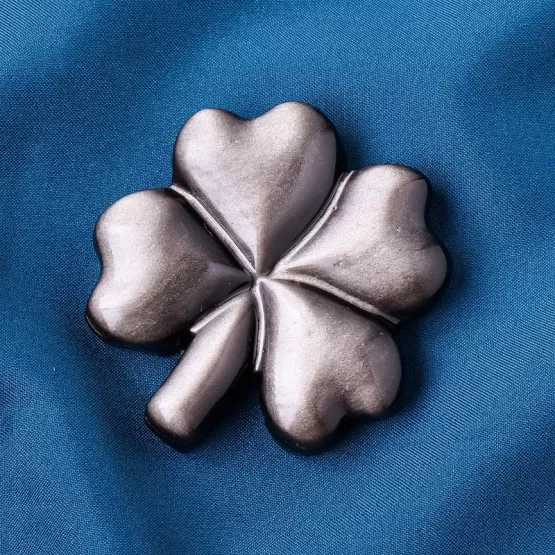 INF Obsidian Crystal Clover - Natursten prydnad Silver