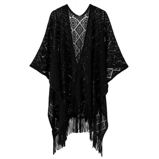 INF Elegant stickad sjal - Svart